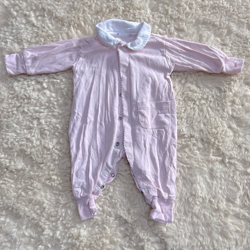Kissy Kissy Pink and White Footies Soft Cotton One Pieces